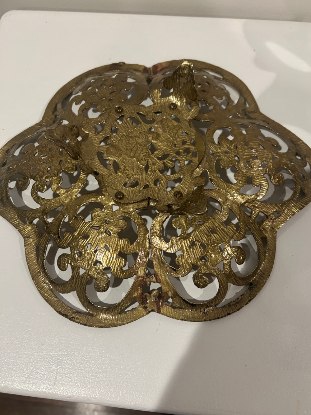 Wainberg Jerusalem Eilat Natural Gemstone Gold Tone Brass Fruit Tray Bowl-VTG - Picture 3 of 5
